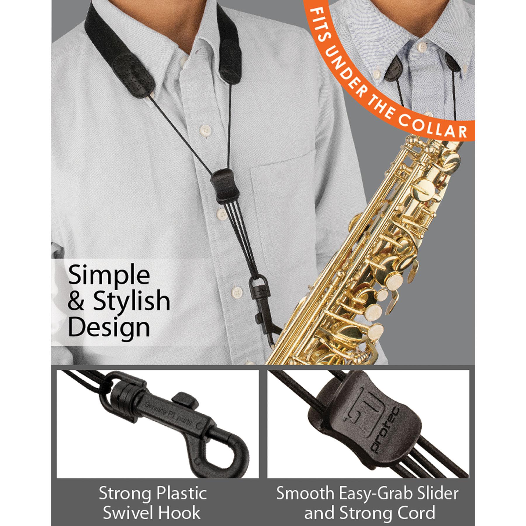 【SAX】Open Collar Bumpy Nylon Saxophone Neck Strap - Nylon, Plastic Swivel Snap, Size 20